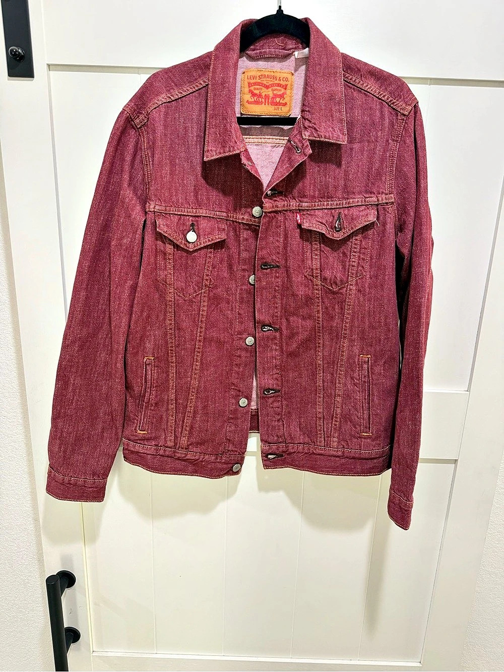 Levi's Trucker Jacket Red Denim Jacket Size Large Like New
